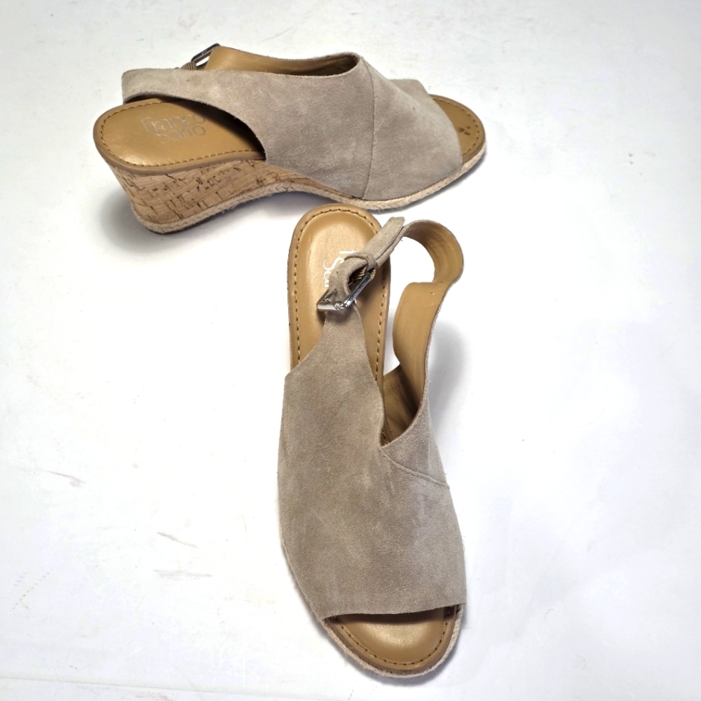 Franco Sarto Women's Beige Suede/Leather Wedge Sandals Size 9M